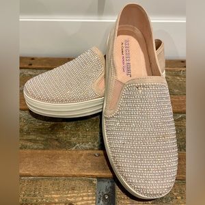 Skechers Womens Double Up - Shimmer Shaker Slip-on Sneaker Loafer Size 9 Pink